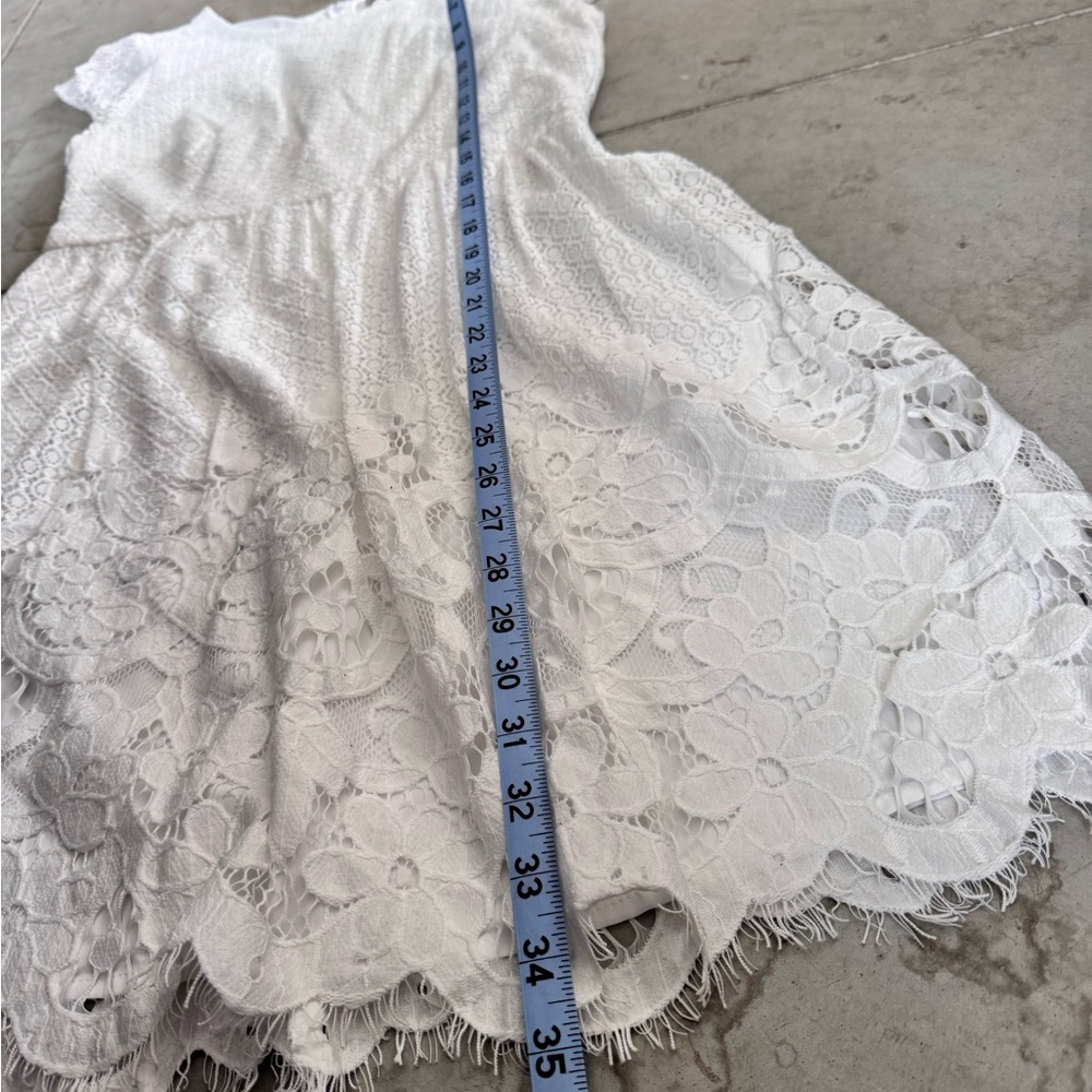 Loft White Lace Cap Sleeve Frilly Mini Dress Size 4 - Picture 8 of 10